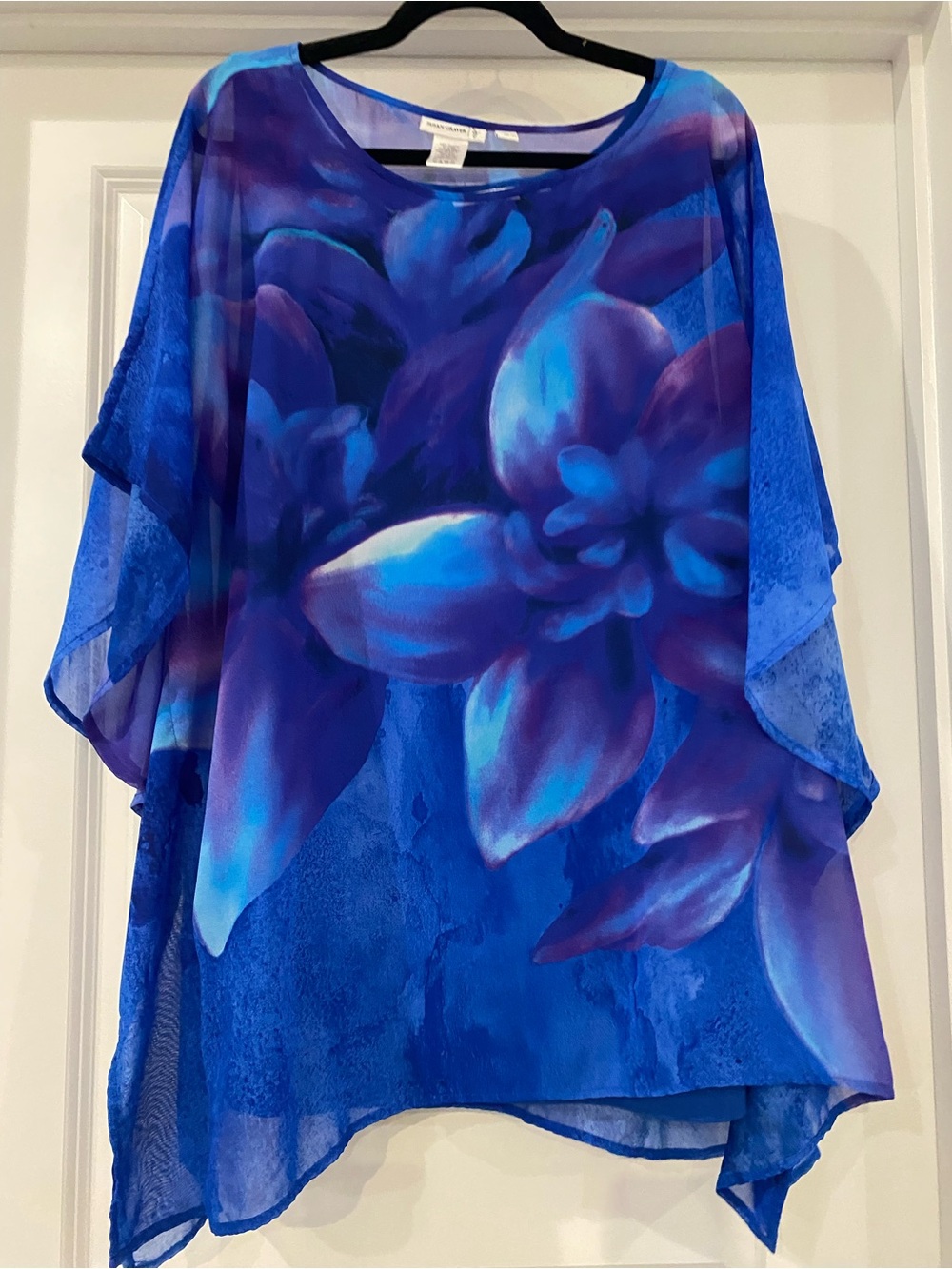 Susan Graver Royal Blue & Violet Floral Tunic